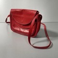 Vintage Damen Handtasche Echtes Leder rot - Designer Italien Original 25x17 cm