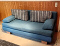 Querschläfer  Schlafsofa Mollina, Sofa mit Bettkasten, Blau