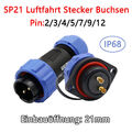 SP21 IP68 Wasserdicht Steckverbinder 2-12 pin Luftfahrt Stecker Flansch Buchsen