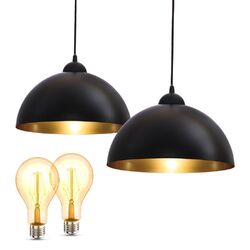 LED Design Hängelampe Pendelleuchte schwarz-gold inkl. E27 Leuchtmittel Küche 