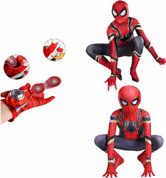 Jungen Spiderman Kostüm Kinder Verkleidung Set Web Shooter Outfit Party Cosplay