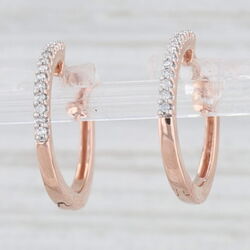 0.10ctw Diamant Creolen 10k Rose Gold Snap Top Runde Creolen