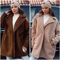 Damen Mantel Oversize Jacke Langarm Lang Blazer Übergangsjacke Basic DSTREET Uni