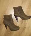 Tolle Tamaris Stiefeletten Stieletto Absatz Khaki Velours Gr. 40