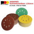 AWAPRO® Schleifscheiben 125mm Klett Exzenter Schleifpapier Schleifblätter