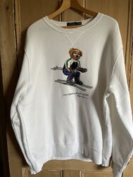 Polo Ralph Lauren XXL Teddybär Skifahren weiß Pullover Pulli