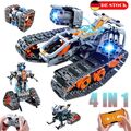 Technik Ferngesteuert Bauspielzeug mit LED Licht 4 in 1 RC Roboter Tracked Racer