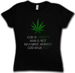 CANNABIS LEAF POEM DAMEN T-SHIRT Marihuana Weed Ganja  Blatt Mary Jane Gras