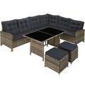 Rattan Lounge Barletta Loungemöbel Gartenmöbel Gartengarnitur natur B-Ware