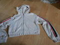 H&M Hoodie Jacke mit Kapuze Sweatshirtjacke creme kurz GR. XS bis S