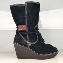 ✯TOMMY HILFIGER✯40✯Stiefel✯Boots✯Stiefelette✯Schuhe✯Wedge✯Keilabsatz✯schwarz✯