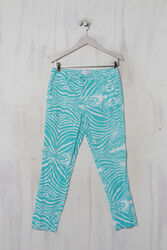 Peter Hahn Pants Print 18 = D 36 white turquoise