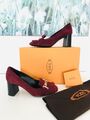 TODS  Pumps Wildleder bordeaux silber schwarz Gr 36 statt 490eur NEU m Karton