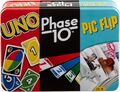 Mattel Games GWP96 - UNO, Phase 10 und Pic Flip-Sammeldose, 3 Mattel-Kartenspiel