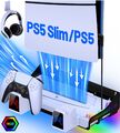 PS5 Slim Ständer mit PS5 Lüfter,für PS5 Slim Disc/Digital Edition Ladestation