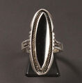 schöner 925er Silber Vintage Ring mit Onyx, Grösse 58