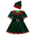 Mädchen Kleid Weihnachten Weihnachtself Kostüm Samt Kinder Kleid Kostüm Outfit