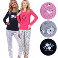 Damen Schlafanzug Pyjama Set Nachtanzug langarm Pyjamahose Baumwolle Neti S-4XL