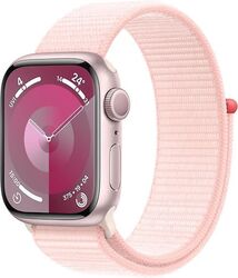 Apple Watch Series 9 41 mm Aluminiumgehäuse rosé am Sport Loop hellrosa [Wi-Fi]Starke Gebrauchsspuren, aber voll funktionstüchtig