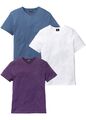 2er Pack T-Shirt mit V-Ausschnitt Gr 48/50 (M) Weinbeere Weiß Kurzarm-Shirt Neu*