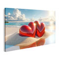 islandburner Bild auf Leinwand Herzen im Sand: Liebe unter blauem Himmel