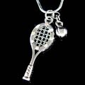 Tennisschläger 3D Kugel mit Swarovski Kristall Schläger Charm SPORTS Halskette