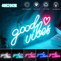 Good Vibes LED Neon Schild Lampe Licht Leuchtreklame Leuchtschild Wandleuchte DE