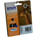 Epson T0711h Giraffe Schwarz Standardkapazität Tintenpatrone Doppelpack 2 x 11 ml Pac