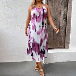 Slip/Kleid Taille Urlaub Strand Riemchen Frauen Tie Dye Sommer Sommerkleid Z "