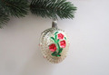 Christbaumschmuck, alt, Glasornament, groß, Blume, silbern verspiegelt