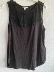 H&M Shirt mit Spitze Schwarz Gr L 40/42