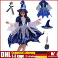 DHL Kinder Mädchen Halloween Hexen Party Kostüm Cosplay Fancy Kleid &Hut,Tasche