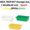 2x IKEA TROFAST Aufbewahrung Stapelbare Box Einheit Starkes Kunststofftablett Kinder 42x30x10cm