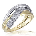 Goldmaid Ring Bicolor 925 Sterlingsilber vergoldet 71 weiße Zirkonia Glamour