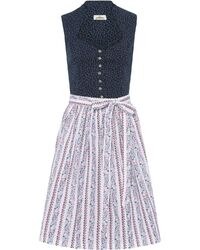 Almsach Midi-Dirndl midi Dirndl Schneewittchen-Ausschnitt Jacquard-Muster NEU