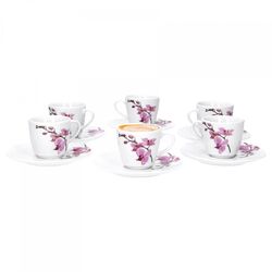 6er Set Espressotasse mit Untertasse Kyoto Orchidee Tasse Mokkatasse Porzellan