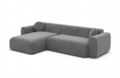 Couch Ecksofa Sofa Samtstoff Grau Ottomane Eck Loungesofa CORTEGADA L Form kurz