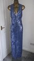 Karen Millen Midi-Abendkleid UK 12 blau Pailletten