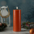 LED Kerze Mia Deluxe Homeart Echtwachs flackernde Flamme H: 20cm D: 7,5cm orange
