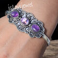 Afrikanischer Amethyst Multi Edelstein 925 Sterling Silber Manschette Armreif...