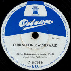 O DU SCHÖNER WESTERWALD GERMAN WW2 MARSCH RARE WWII 78rpm EX WESTERWALD-LIED