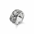 THOMAS SABO Ring Feder Pavé, 925 Sterlingsilber, Zirkonia schwarz, TR2159-643-11