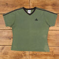 Vintage Adidas Logo T-Shirt 2XL Three Stripe Ringer Green Tee