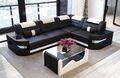 Ledersofa Sofa Leder Eckcouch Ecksofa LED Schwarz Weiß Ledercouch Como L Form