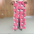 Frauen Kawaii Hello Kitty Pyjama Hose Flanell Warm Schlafanzughose Relaxhose