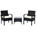 Outsunny 3tlg. Garten Rattan Bistro Set Balkon Esstisch 2-Sitzer Stuhl schwarz