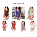 Frauen Spitze Mesh Bodysuit Tiefer V Ausschnitt Shapewear Pyjama Dessous