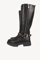 Baldinini Damen Schuhe Stiefel Gr. 38 Schwarz Leder Damenstiefel Boots