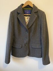 NESS BLAZER DAMEN GR UK12 US8 GRAU MIX JACKE WOLLE TASCHE GEFÜTTERT DAMEN WINTER