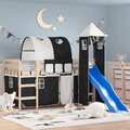 Kinderhochbett mit Turm Bett Hochbett Spielbett Kinderbett Massivholz vidaXL